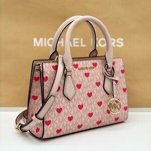 Michael Kors Sheila Small Pink and Pink Heart Satchel Shoulder Bag
